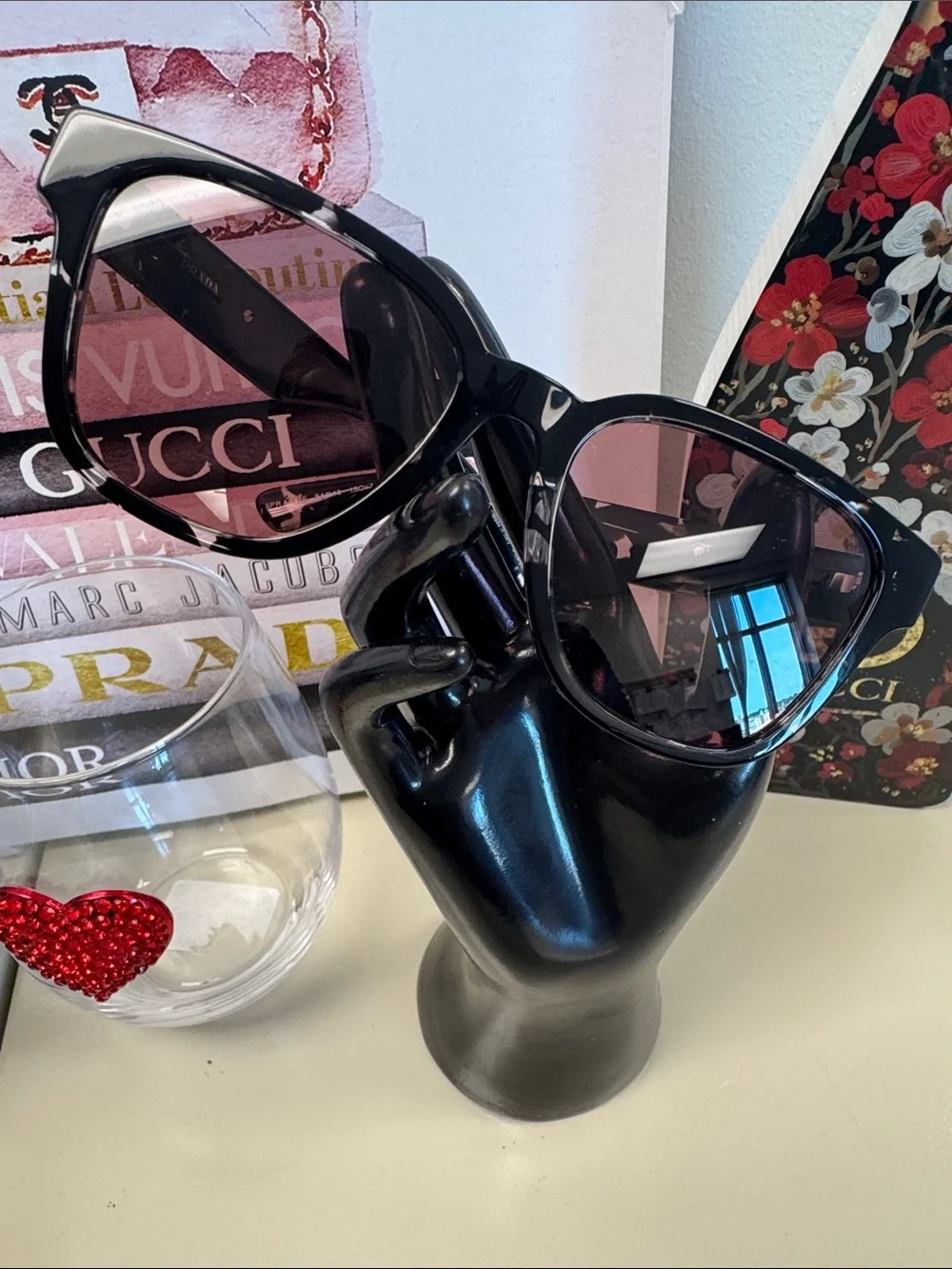 Prada Black Oversized Cat-Eye Sunglasses with Tinted Lenses